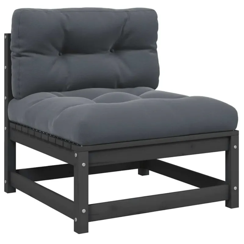 vidaXL Ogrodowa sofa środkowa z antracytowymi poduszkami, szare drewno - Oferta czasowa