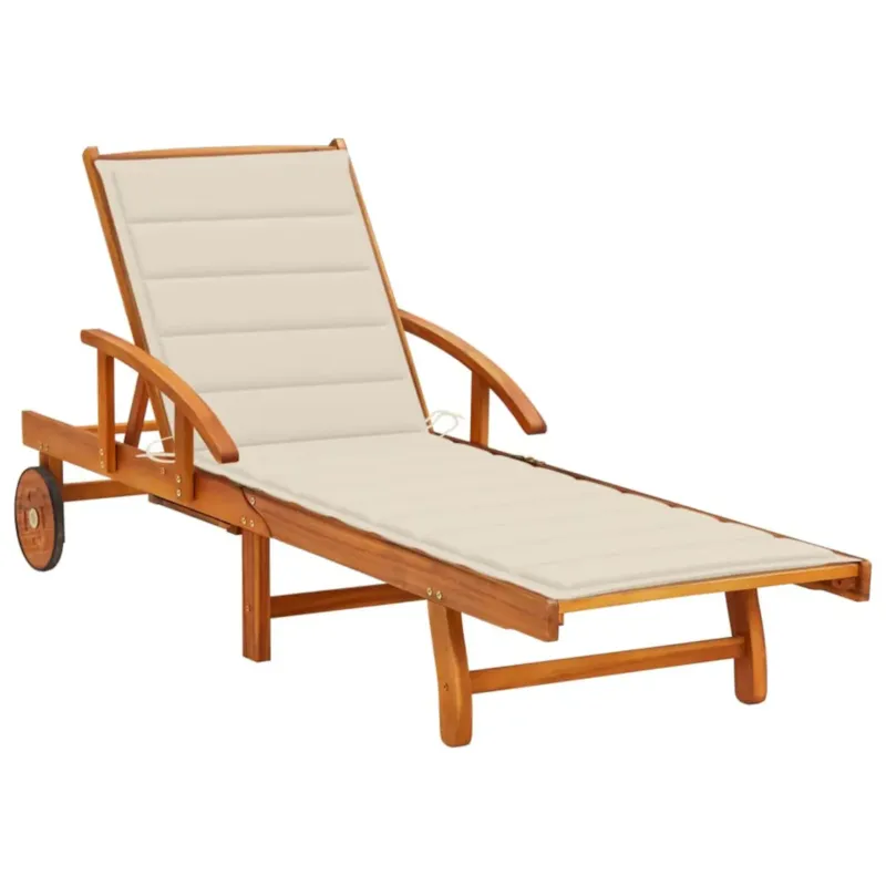 Oferta limitowana vidaXL Ogrodowy leżak z poduszką, lite drewno akacjowe -