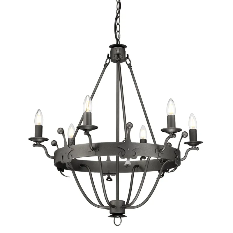 Lampa wisząca Żyrandol Windsor WINDSOR6-GR Elstead Lighting 6x60W E14 Stal Czarny Taniej