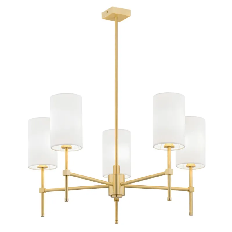 Lampa wisząca Żyrandol Abruzzo 2134 Argon 5xE14 7W Mosiądz, Biały Do wyczerpania zapasów