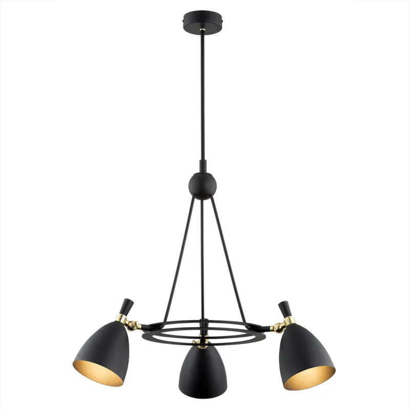 Lampa wisząca Żyrandol Charlotte 6149 Argon 3xE27 15W Stal Lakierowana/ Stal Mosiądzowana, Czarny / Mosiądz Łatwy zwrot
