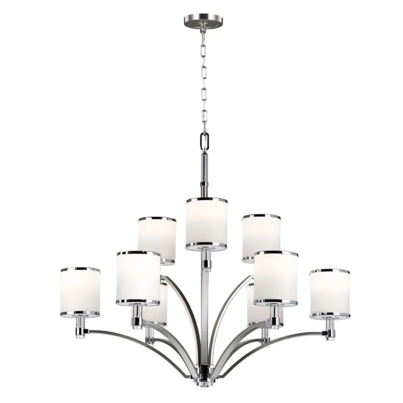 Lampa wisząca Żyrandol Prospect Park FE-PROSPECT-PARK9 Elstead Lighting 9x60W E27 Stal Srebrny Wysoka jakość