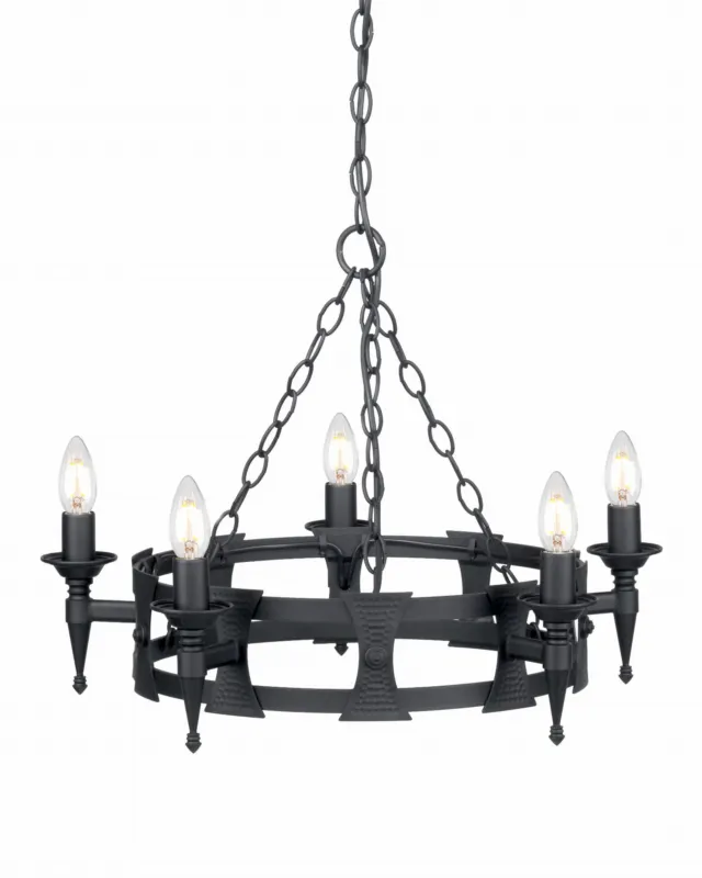Lampa wisząca Żyrandol Saxon SAX5-BLK Elstead Lighting 5x60W E14 Żelazo Czarny Promocja