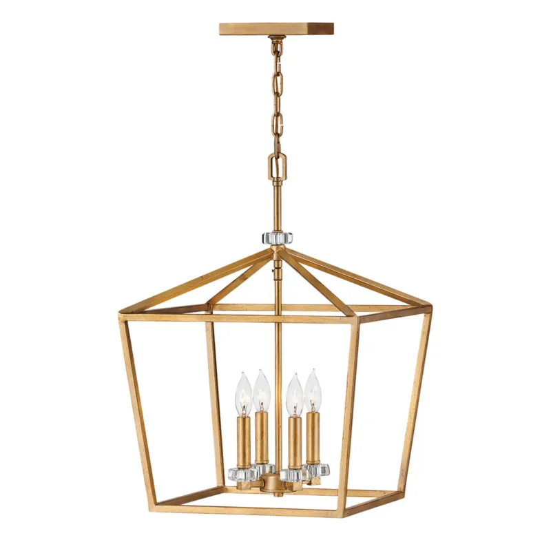 Bestseller Lampa wisząca Żyrandol Stinson QN-STINSON-4P-L-DBR Quintiesse 4xE14 60W Stal, Kryształ Przecierany mosiądz