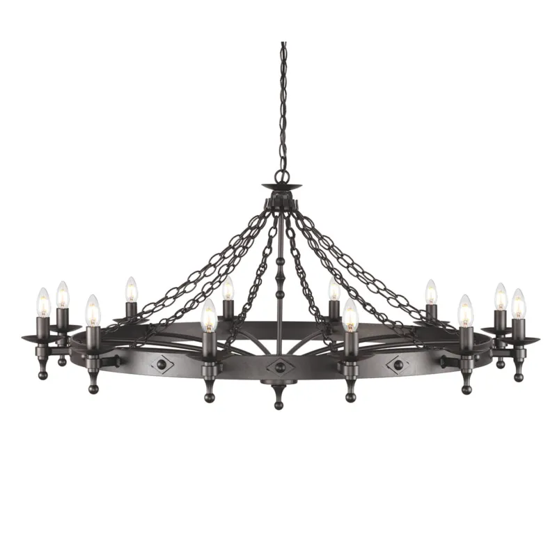 Dodaj do koszyka Lampa wisząca Żyrandol Warwick WR12-GRAPHITE Elstead Lighting 12x60W E14 Żelazo Grafit