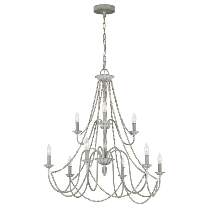 Bezpieczna płatność Lampa wisząca Żyrandol Maryville FE-MARYVILLE9 Elstead Lighting 9xE14 60 W Stal, Drewno Wyblakły szary