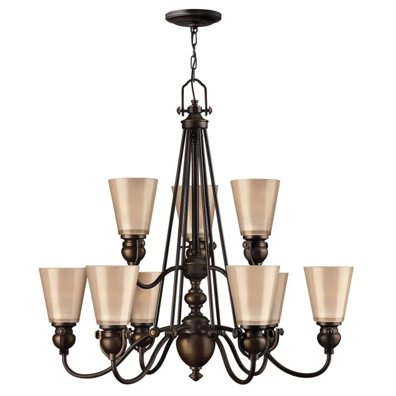 Szybka dostawa Lampa wisząca Żyrandol Mayflower HK-MAYFLOWER9 Elstead Lighting 9x60W E27 Stal Brązowy