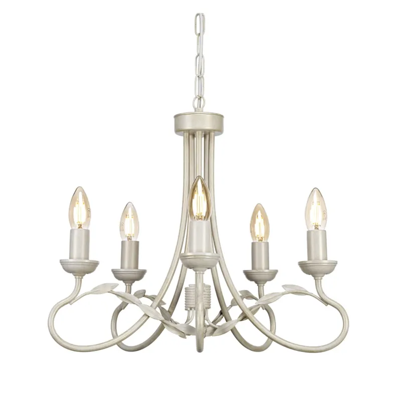 Lampa wisząca Żyrandol Olivia OV5-IVORY-GOLD Elstead Lighting 5x60W E14 Metal Kość słoniowa/Złoty Hit cenowy