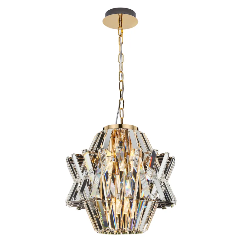 Nowy Lampa wisząca żyrandol CROWN ML0399 Milagro 4xE14 max 40W LED Metal + Kryształ Złoty