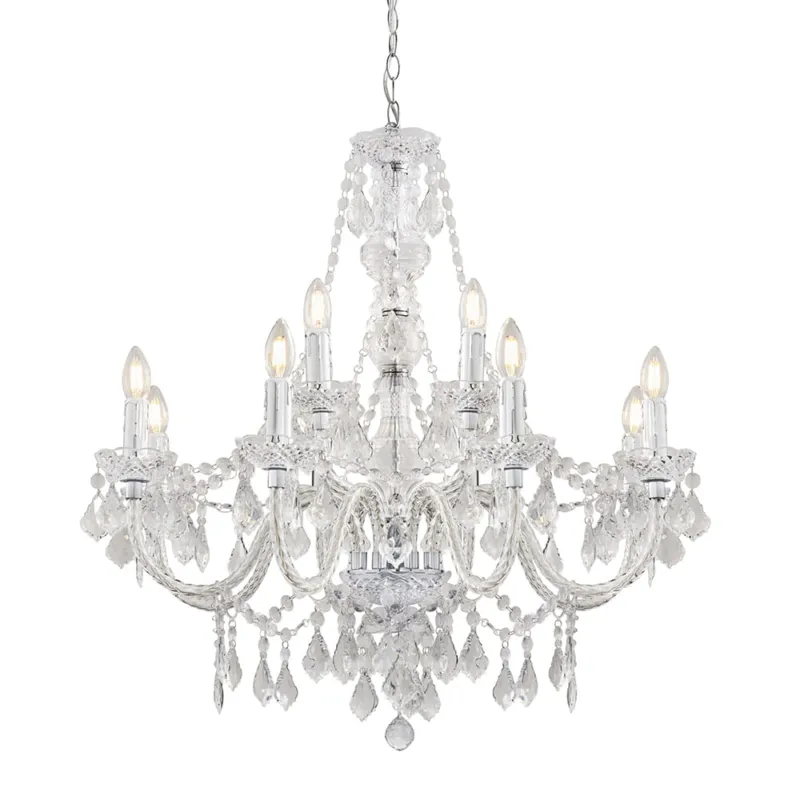 Tani Lampa wisząca Żyrandol Endon Clarence 12x60W E14 szklany