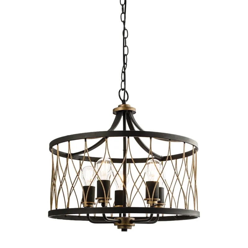 Lampa wisząca Żyrandol Endon Heston 5x60W E27 matowy czarny Hit cenowy