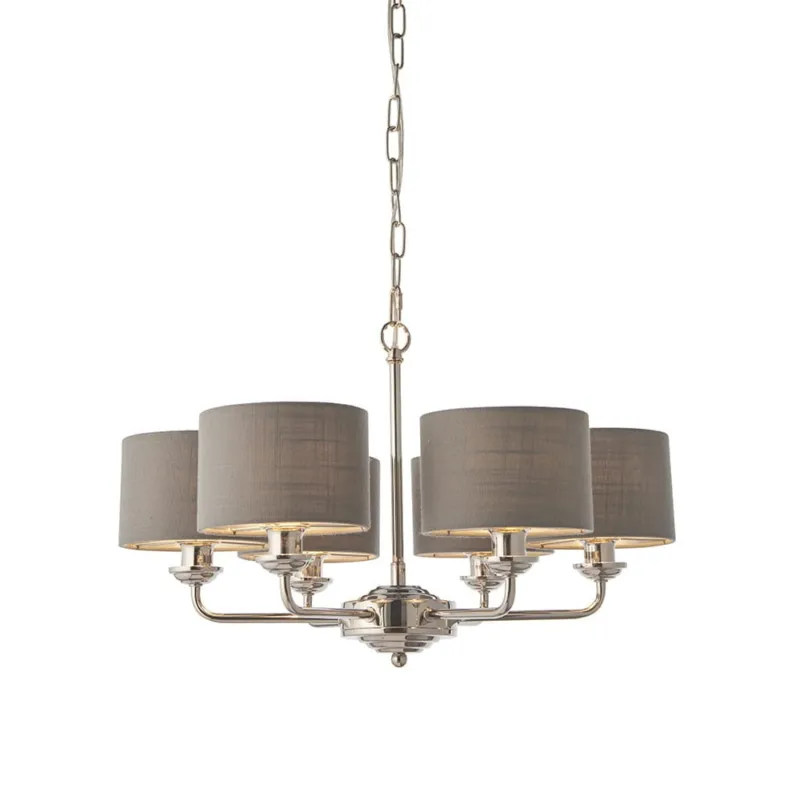Lampa wisząca Żyrandol Endon Highclere 6x28W E14 nikiel Kup teraz