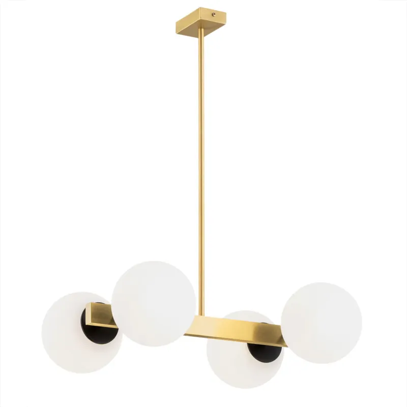 Nie przegap Lampa wisząca Żyrandol Freemont 1767 Argon 4xE27 15W Szkło/ Mosiądz , Opal Mat/ Mosiądz Szczotkowany