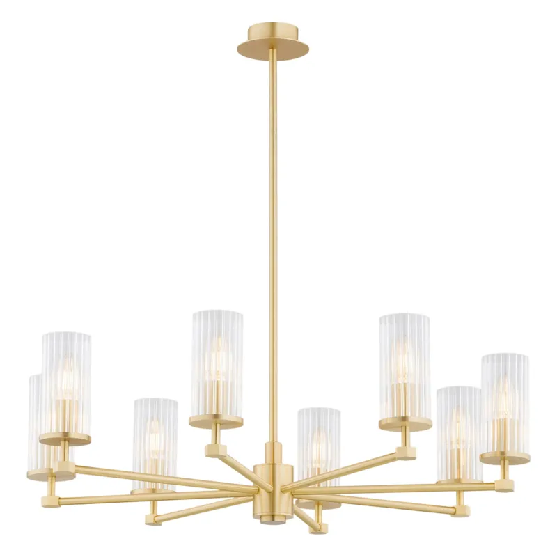 Lampa wisząca Żyrandol Hampton 5066 Argon 8xE14 7W Szkło/ Mosiądz, Transparentny / Mosiądz Szczotkowany Popularny