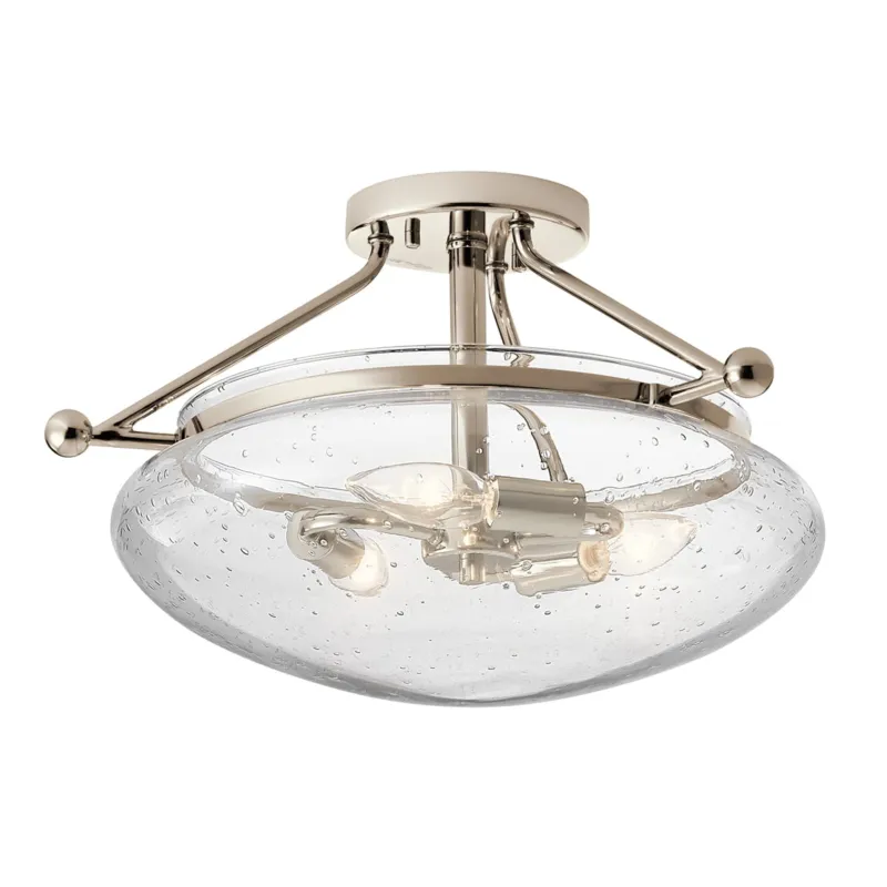 Oferta czasowa Lampa sufitowa plafon Belle QN-BELLE-SF-PN Quintiesse 3xE14 40W Stal, Szkło z bąbelkami powietrza Polerowany nikiel