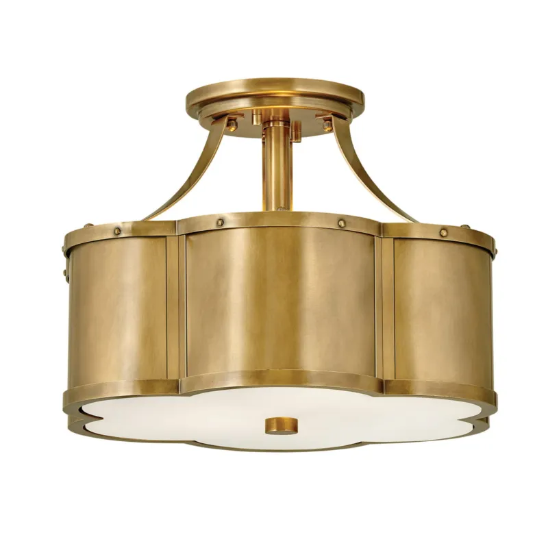 Lampa sufitowa plafon Chance QN-CHANCE-SF-S-HB Quintiesse 2xE27 60W Stal, Trawione szkło opalowe Stary mosiądz Bestseller