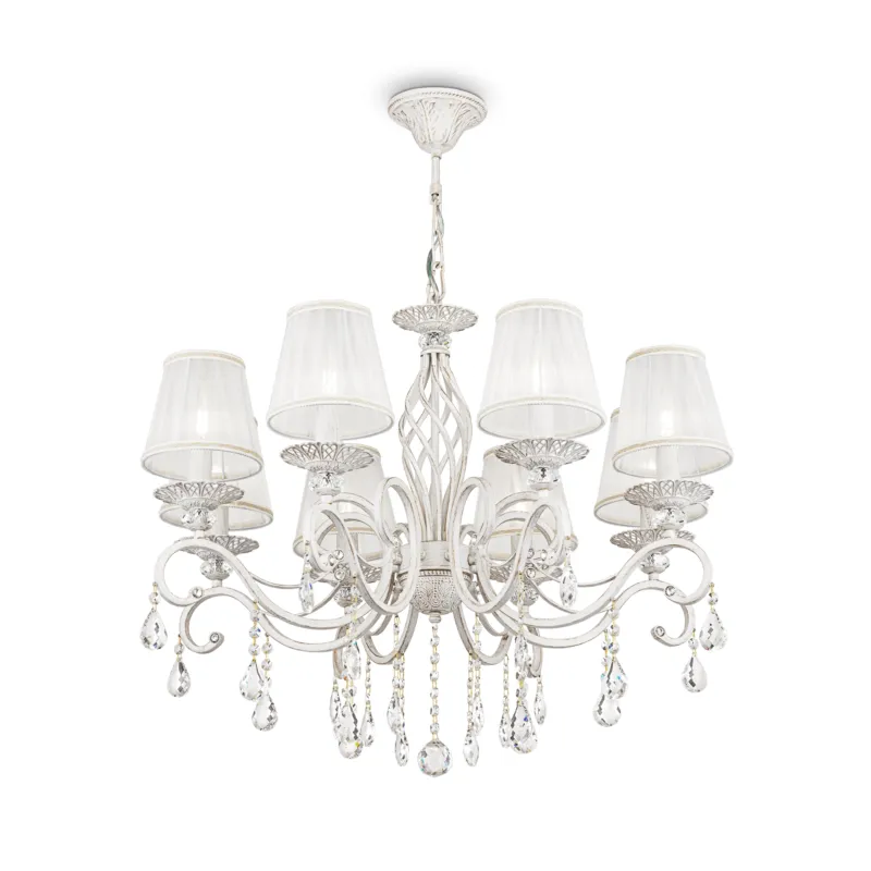 Zamów dziś Żyrandol lampa wisząca Grace ARM247-08-G Maytoni E14x40W Metal/Organza Biały/Biały