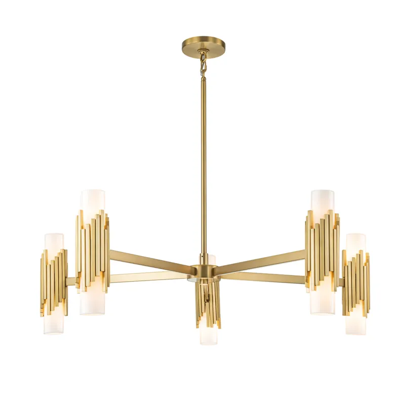 Nowy Lampa wisząca Żyrandol Marvele MARVELE10-AB-OPAL Elstead Lighting 10xE14 40W Stal, warstwowe szkło opalowe Złoty