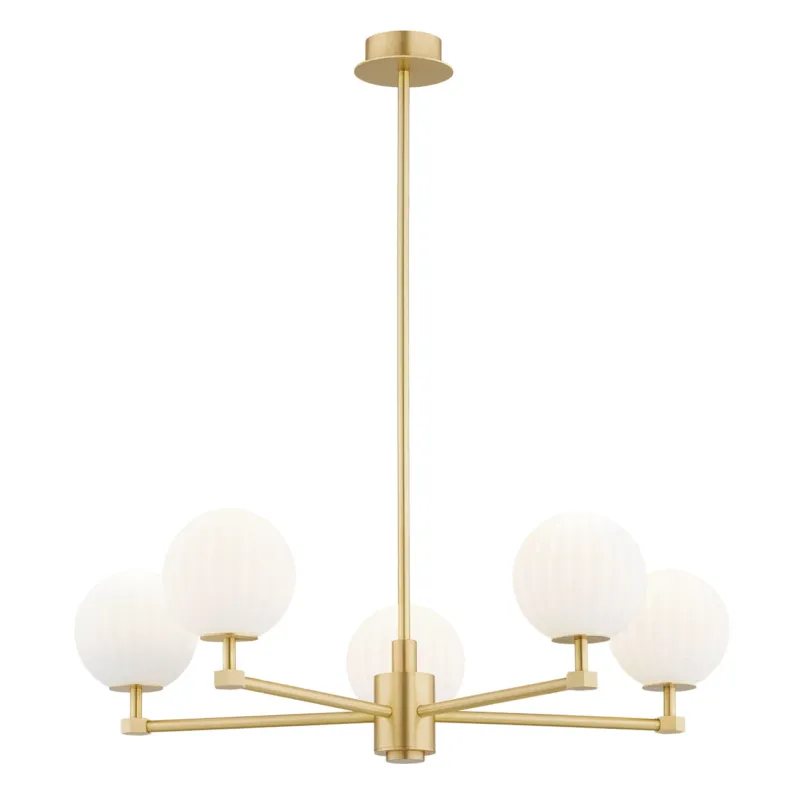 Lampa wisząca Żyrandol Paloma 2184 Argon 5xE14 7W Szkło/ Mosiądz, Opal Mat/ Mosiądz Szczotkowany Nowy