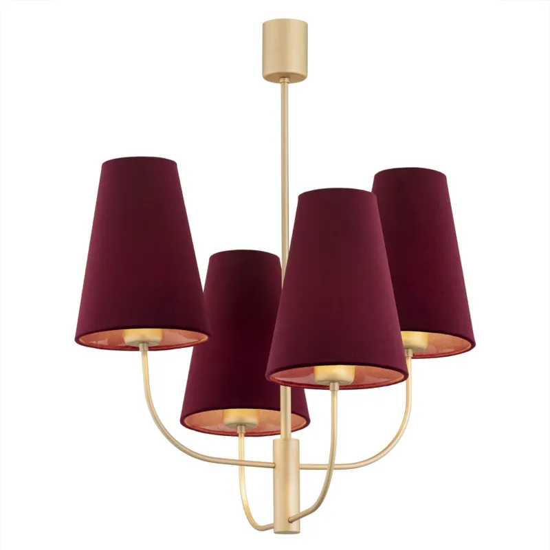 Lampa wisząca Żyrandol Safiano 1827 Argon 4xE27 15W Stal Lakierowana, Bordowy Popularny