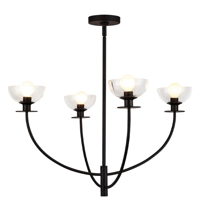 Lampa wisząca Żyrandol Sylvia ALM-SYLVIA4-BK-CL Elstead Lighting 4xE14 40W Stal, szkło przezroczyste Czarny Najlepsza cena