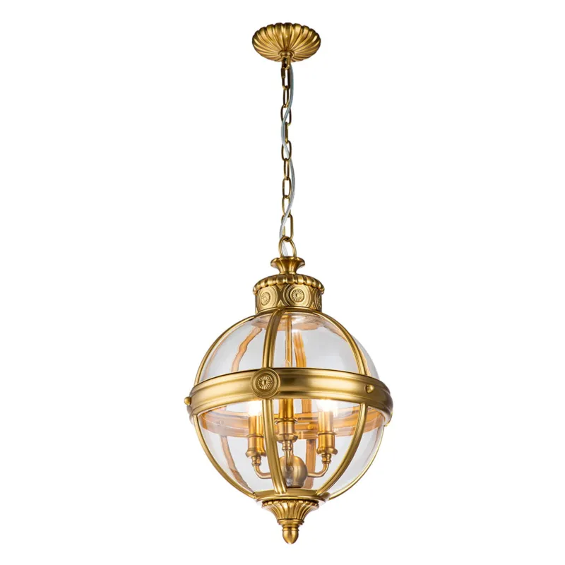 Oferta limitowana Lampa wisząca Adams FE-ADAMS-3P-BB Elstead Lighting 3xE14 60 W Stal, Szkło przezroczyste Oksydowany mosiądz