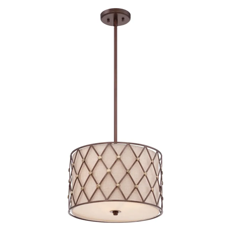 Lampa wisząca Brown Lattice QZ-BROWN-LATTICE-P-M Elstead Lighting 3x100W E27 Stal Beżowy Szybka dostawa