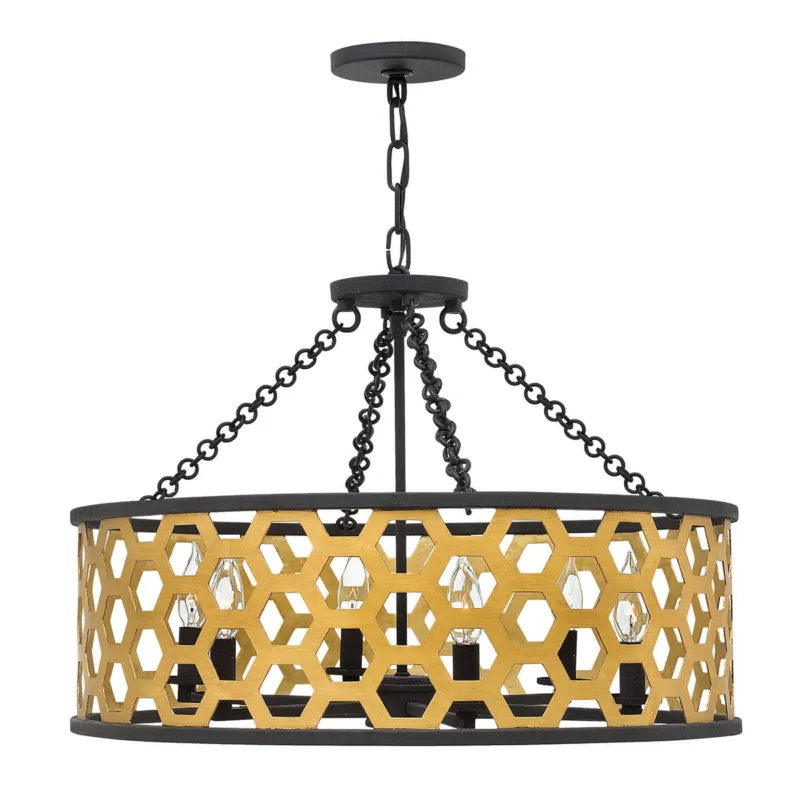 Lampa wisząca Felix HK-FELIX-6P Elstead Lighting 6x60W E14 Stal Czarny/Złoty Bezpieczne zakupy