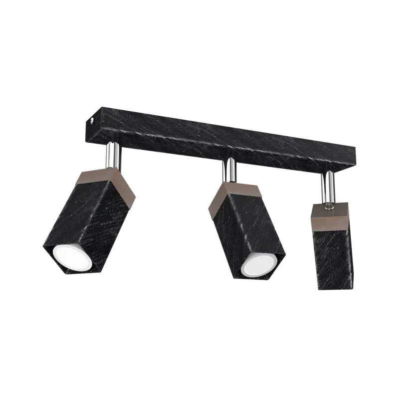 Wyjątkowa oferta Lampa wisząca sufitowa SOLO MLP7473 Milagro 3x mini GU10 Metal + Drewno Przecierany Czarny / Drewno Patynowane