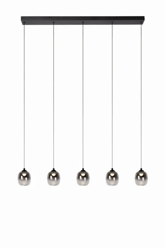 Kup online Lampa wisząca sufitowa TAMINO 74419/25/30 Lucide 5x5,6W LED Metal Szkło /Czarny Szary i odcienie szarości