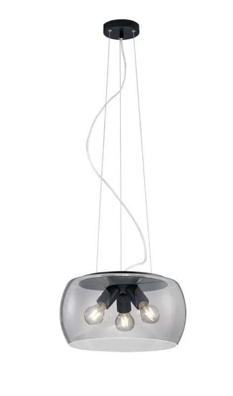 Wyprzedaż Lampa wisząca sufitowa VALENTE 300600342 Trio 3x60W E27 Metal Szkło / Antracyt