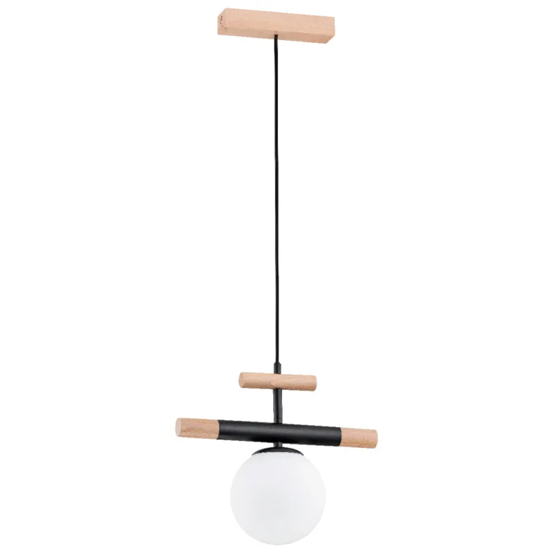 Lampa wisząca Trendy 60925 Alfa 1xE14 LED Drewno/Tworzywo Czarny - Jasne Drewno Oferta limitowana