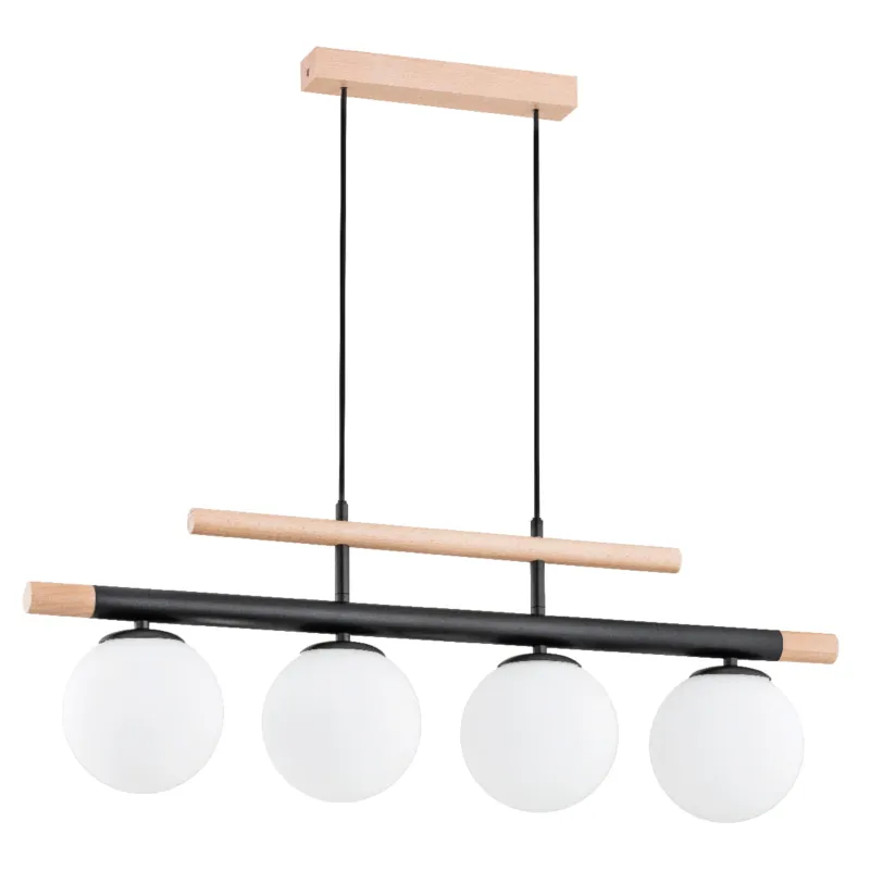Lampa wisząca Trendy 63091 Alfa 4xE14 LED Drewno/Tworzywo Czarny - Jasne Drewno Nie przegap
