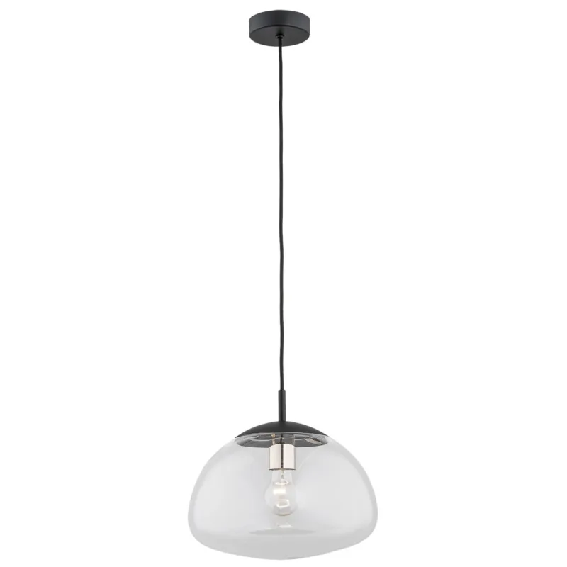 Lampa Wisząca Trini 4332 Argon 1xE27 15W Szkło/ Stal Lakierowana, Transparentny/ Czarny Mat Szybka wysyłka