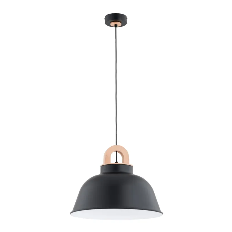 Zamów teraz Lampa wisząca Vayper 61344 Alfa 1xE27 LED Metal/Drewno Czarny - Jasne Drewno