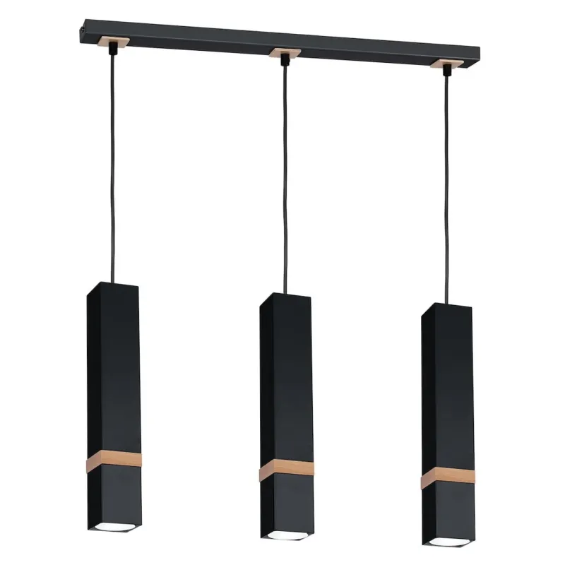 Nie przegap Lampa wisząca VIDAR MLP5404 Milagro 3xGU10 Metal + Drewno Czarny