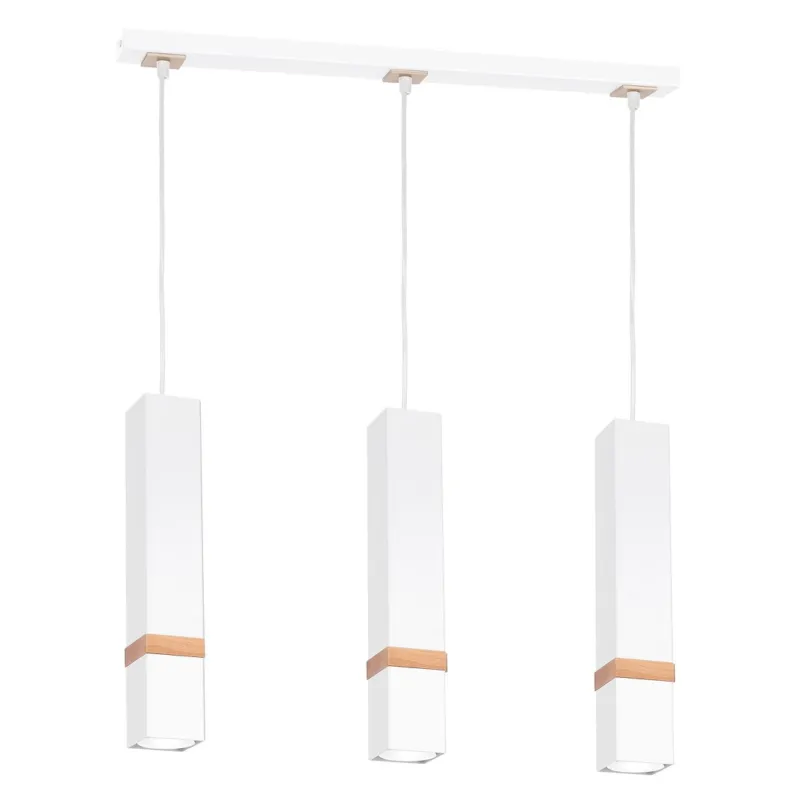 Lampa wisząca VIDAR MLP5409 Milagro 3xGU10 Metal + Drewno Biały Bestseller