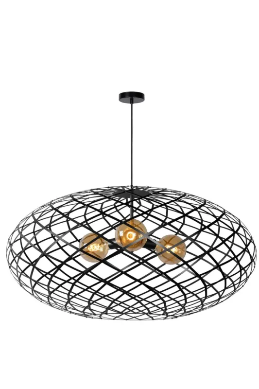 Bezpieczna płatność Lampa wisząca Wolfram 21417/99/30 Lucide 3xE27 60W Czarny Metal