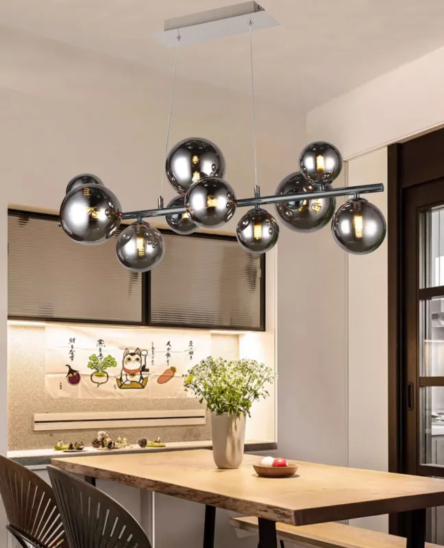 Ograniczona ilość Lampa wisząca z kloszem Lampa Sevilla 6214-1010 Aviano Lighting 10xG9 30W Metal / Szkło Czarny Chrom / Klosz Dymiony