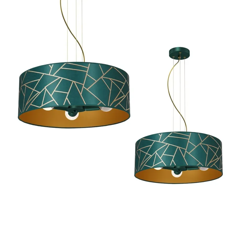 Lampa wisząca ZIGGY MLP7580 Milagro 3xE27 Metal + Tkanina Złoto / Butelkowa Zieleń Zamów dziś