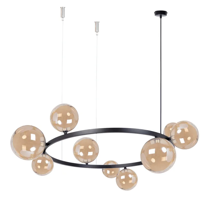 Sprawdź teraz Lampa wisząca Żyrandol BOLERO Sigma Lighting 9XG9 MAX 12W LED Stal lakierowana Czarny/Bursztyn