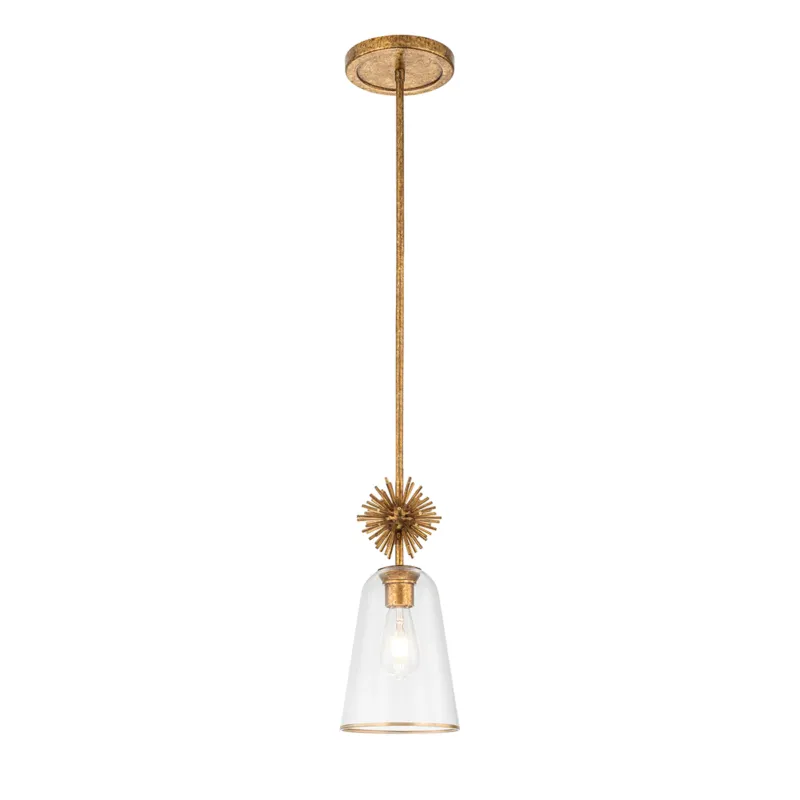 Darmowy zwrot Mała lampa wisząca Staring STARING-MP-DG-CLEAR Elstead Lighting 1xE27 40W Stal, szkło przezroczyste Złoty