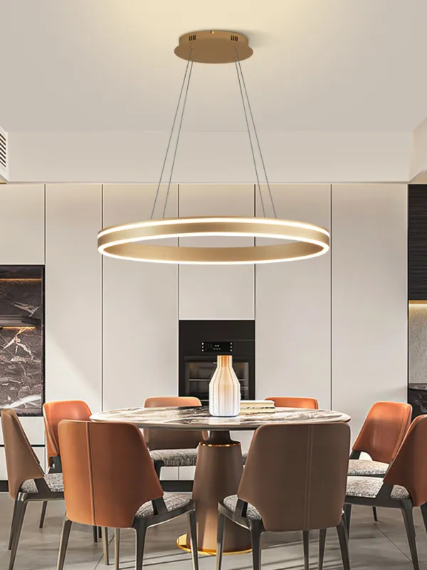 Owalna lampa wisząca pojedyncza Vivies 6201-115 Aviano Lighting 1xLED 36W Metal / Tworzywo Złoty Matowy Wyprzedaż