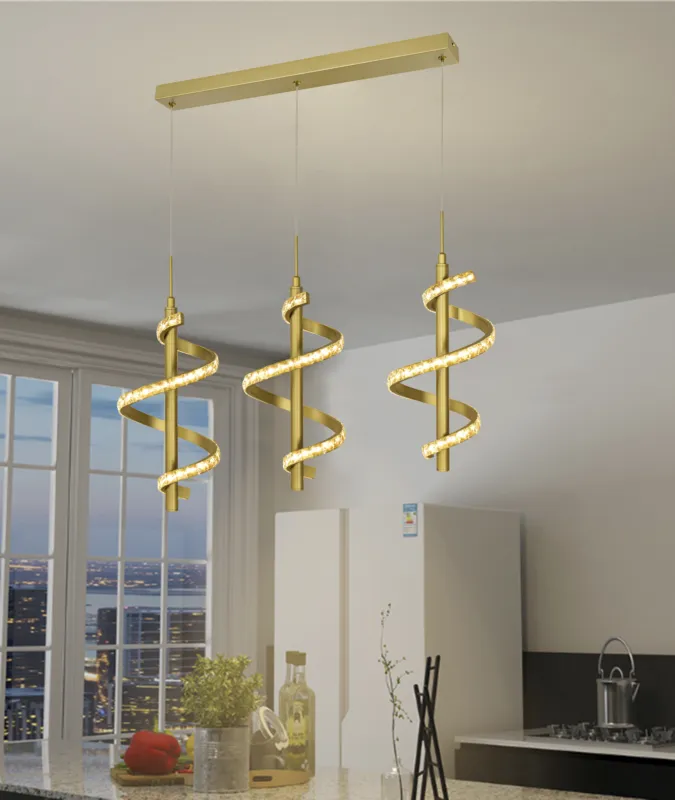 Najlepsza cena Spiralna lampa wisząca potrójna Claret 7209-0315 Aviano Lighting 3xLED 27W Metal / Tworzywo Złoty Matowy