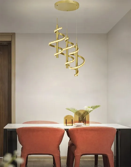Najlepsza cena Spiralna lampa wisząca potrójna Claret 9209-0315 Aviano Lighting 3xLED 27W Metal / Tworzywo Złoty Matowy