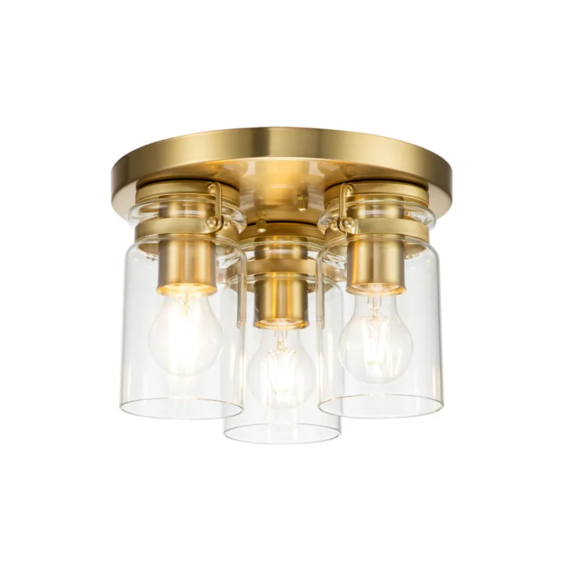 Wyprzedaż Lampa sufitowa plafon Brinley KL-BRINLEY-F-BB Elstead Lighting 3xE27 60 W Stal, Szkło przezroczyste Szczotkowany mosiądz