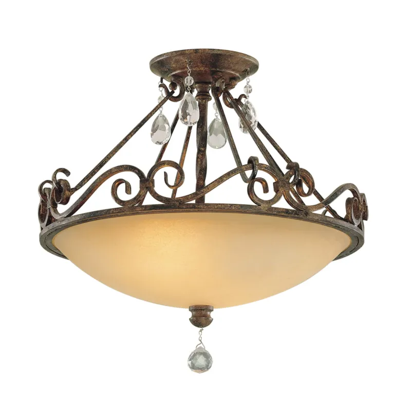 Okazja Lampa sufitowa plafon Chateau FE-CHATEAU-SF Elstead Lighting 2xE27 60 W Stal, Szkło Kawowe