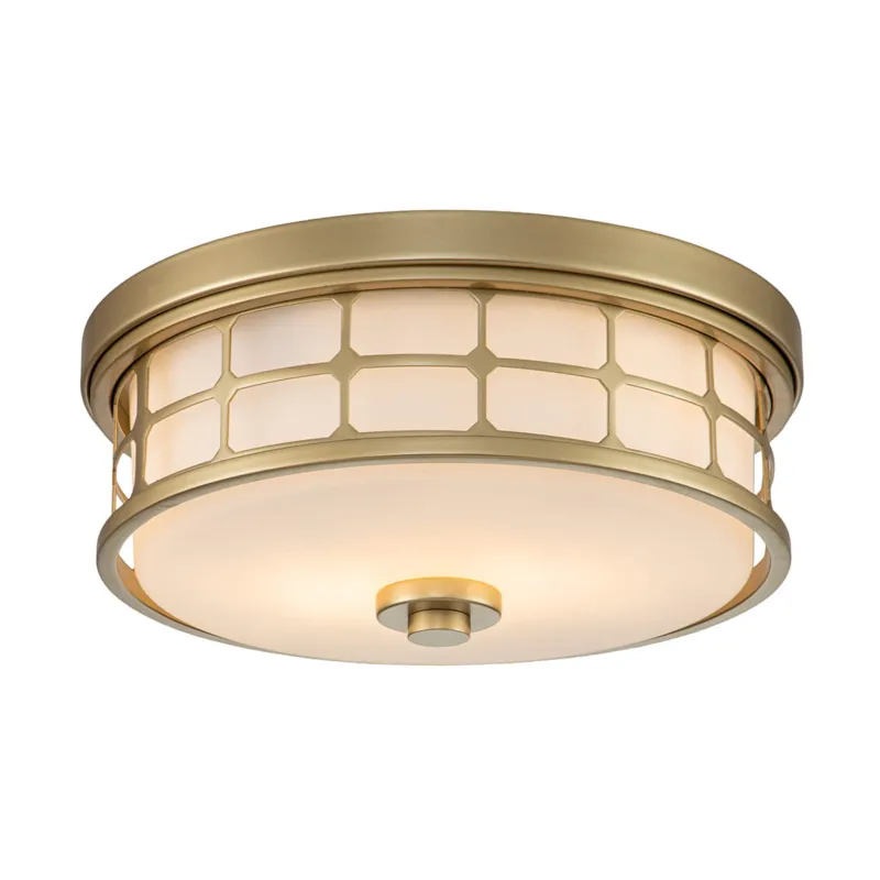 Do wyczerpania zapasów Lampa sufitowa plafon Guardian QZ-GUARDIAN-F-PNBR Elstead Lighting 2xE27 60 W Stal, Szkło opalowe Naturalny mosiądz