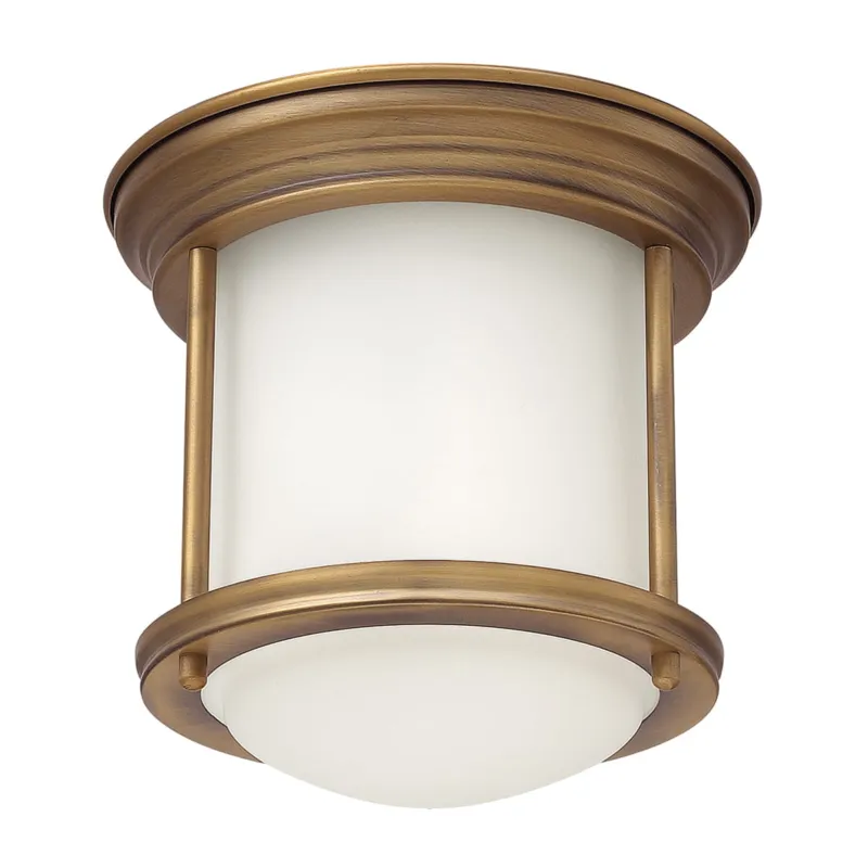 Lampa sufitowa plafon Hadrian QN-HADRIAN-MINI-F-BR-OPAL Quintiesse 1xE27 60W Stal, Trawione szkło opalowe Szczotkowany brąz Zamów dziś