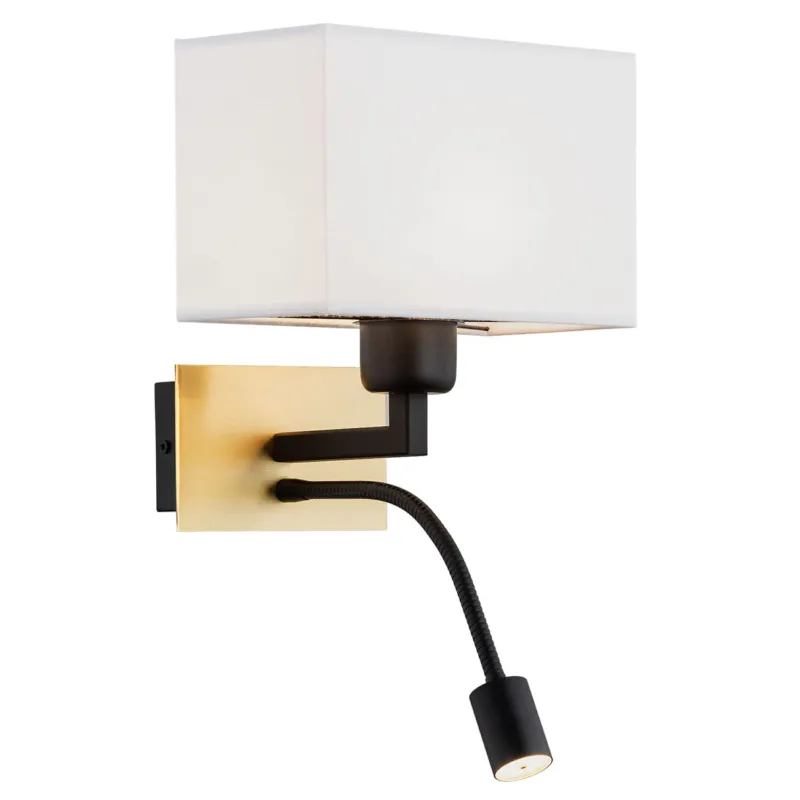 Lampa ścienna Kinkiet Bill 1040 Argon 1xE27 + LED 15W + 4,5W Mosiądz/ Stal Lakierowana, Biało-Szary Popularny